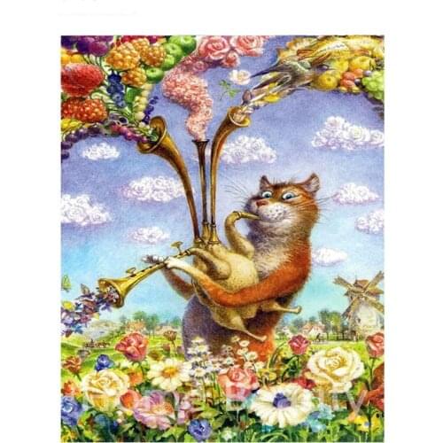 GATYZTORY 6075cm Painting By Numbers Painted Pictures By Number Cat On Canvas Home Decoration DIY Gift Wall Art Animal