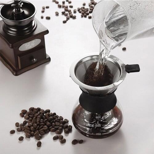200/400ML glass hand brewed coffee pot borosilicate glass coffee pot glass coffee pot coffee set stainless steel coffee filter