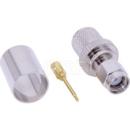 JX connector 2PCS SMA Male Plug Connector Crimp For RG8 RG213 RG214 LMR400 RG165 Straight Nickelplated Fast shipping