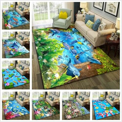 Dolphin/shark/fish 3D printing Carpet For kids Bedroom Large Rug Creativity Sea Ocean pattern Carpets for Living Room Floor Mats