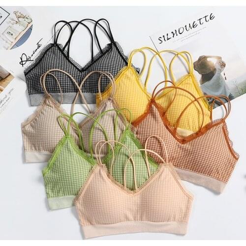 Lace Bra Women Crop Top Push Up Tube Tops Lace Camis Padded Bralette Sexy Lingerie Beauty Cross Back Fashion Woman Top