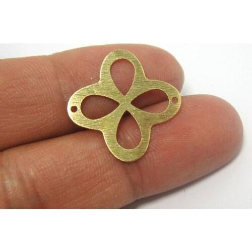 30pcs Brass earrings pendant connector 23mm Four leaf clover Raw brass necklace Geometric charms -R065