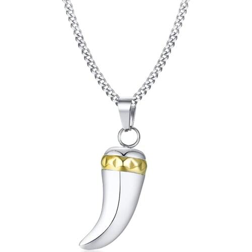 2021 Fashion Japanese And Korean Fashion Jewelry Stainless Steel Material Spike Pendant Room Golden Necklace Suitable For Men