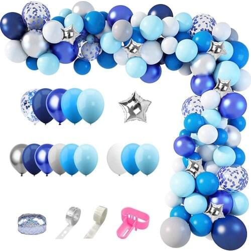 HAPPY BIRTHDAY Balloon Chain Set Blue Platinum Party Decoration Wedding Birthday Baloon Birthday Party Decor Kids Baby Shower