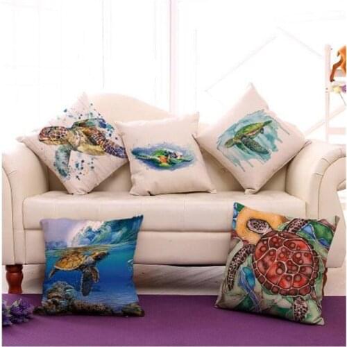 Sea Turtle Printed Cushion Covers for Sofa Animal Pattern Bedroom Decorative Throw Pillowcase Square Pillow Cover 18"