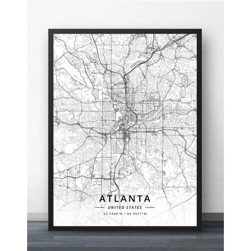 Atlanta Savannah GA Georgia USA United States of America Map Poster