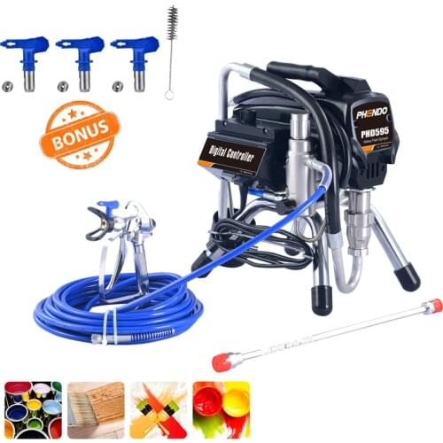 PHENDO Professional Electric Airless Paint Sprayer 595 Painting Machine Tool 2200W 2.5L Sprayer Suit for Indoor Fence Spraying
