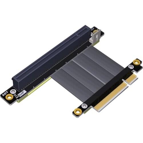 R83SL-PW PCIE X8 to PCIE X16 Riser Cable 64G/Bps 90 degree Upright Right Angle Extension Cable for BTC Miner Mining