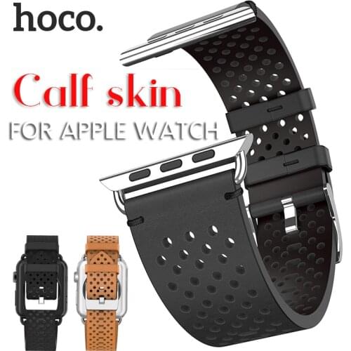 HOCO Breathable Genuine Leather Band for Apple Watch Series 4 3 2 1 Watch Band for iWatch Bracelet 44mm 42mm 40mm 38mm Strap