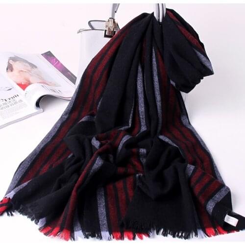 Wool Scarf Winter Women Men Shawls and Wraps Pashmina Warm Scarves Male Striped Cashmere Wool Scarf Plaid Echarpe Femme
