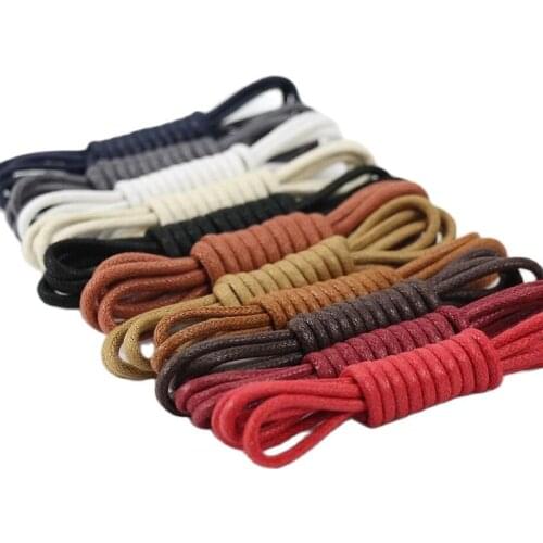 1 Pair Solid Color Waxed Cotton Round Shoelaces Fashion Classic Unisex Waterproof Leather Shoe Laces waxed laces Free Shipping