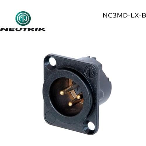 NEUTRIK NC3MD-LX-B 3 pole Male receptacle black metal housing gold contacts XLR socket