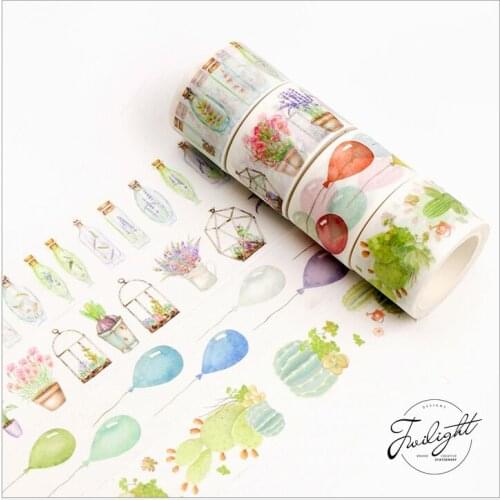 Sweet donut wish bottles greenhouse balloon cactus camera decoration washi tape DIY planner diary scrapbook masking tape escolar