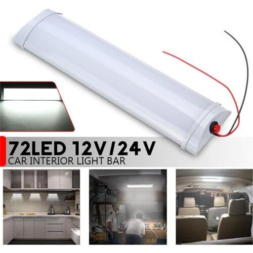 Car Interior Led Light Bar 10W 72 LED White Light Tube with Switch for Van Lorry Truck RV for Camper Boat Indoor ceiling light