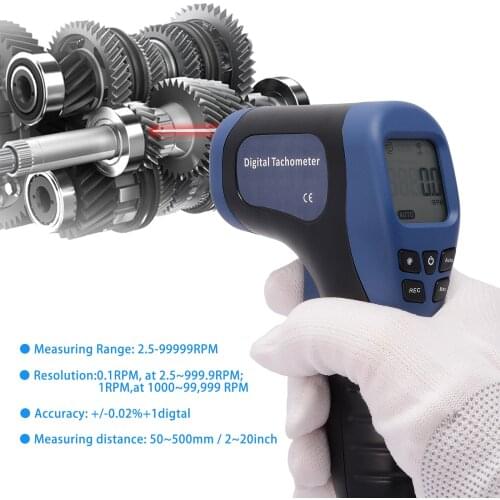 EHDIS 2.5-99999 RPM Meter Tachometer Speed Gauge Non Contact Digital Laser Photo Tachometer Speed Gun Speedometer Tach Tester