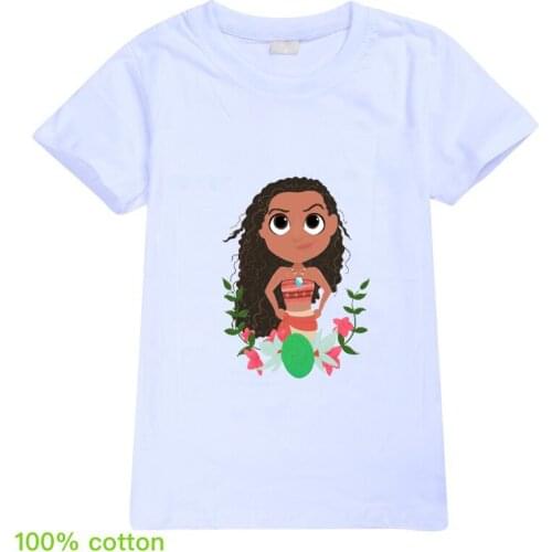 Girls Tops Kawaii Clothes Moana Graphic T Shirts Fille 100% Cotton Children Cartoon Animal Kids Baby Tee Shirt