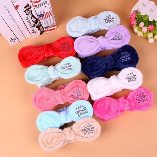 New Fashion Women Headband Soft Wash Face Hair Holder Turban Hair Accessories Letter Hairbands Fleece Big Bow Knot Headwear