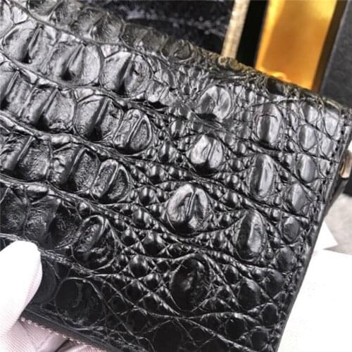 Leather Women Genuine Crocodile Purse High Quality Unisex Long Wallet Real Leather Clutch Purse Female Zipper Day Clutches Black