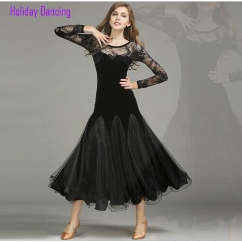 2021 New MY751 Lace Patchwork Yarn Puffy Latin Dance Dress Women Performance Long Sleeve Modern Dance Dress Latino Dancewear