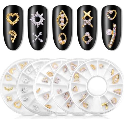 1PC Nail Art Charms Rhinestone in Wheel Glitter Alloy Jewelry DIY Nail Decor