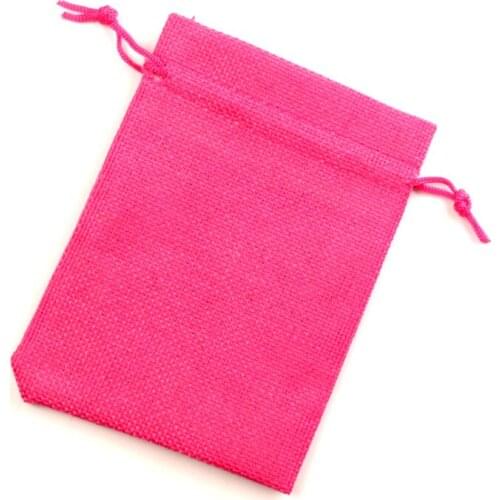 10Pcs Fuchsia Cotton Linen Drawstring Storage Bags Jewelry Candy Christmas Wedding Decoration Gifts Bags Packaging Bags & Pouch