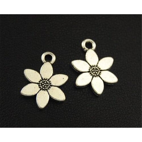 10pcs Silver Color Flower Laciness Charm Pendants For Jewelry Making DIY Handmade Craft 10x14mm A1656