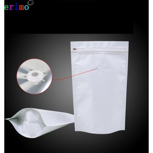 100pcs 15 x 23 cm High quality White Stand Up Zip Lock Bags Aluminum Foil Bigl Ziplock Plastic Bag Storage With Air Valve