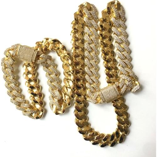 19mm iced out prong cuban link chain