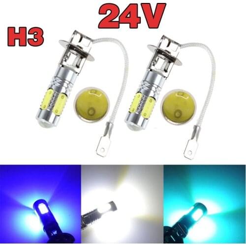 2Pieces 24V 7.5W H3 Car Fog Light High Power Car LED Headlight Super Bright Auto Fog Lamp COB 6000K White