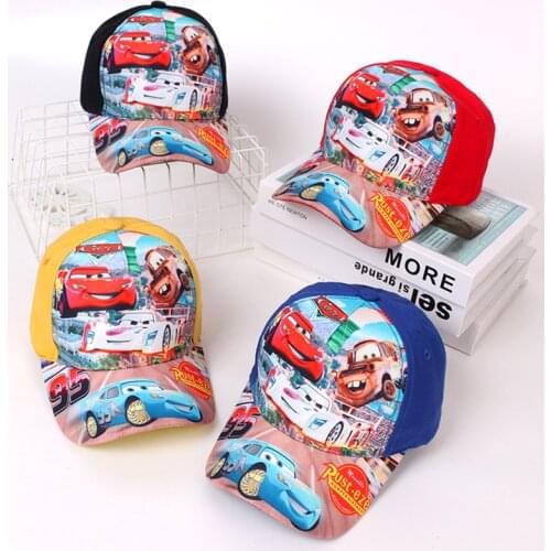 2021 Spring Summer Cartoon Pixar Cars Lightning McQueen Print Kids Sun Hat Boy Girl Hip Hop Baseball Caps Baby Adjustable 2-8Y