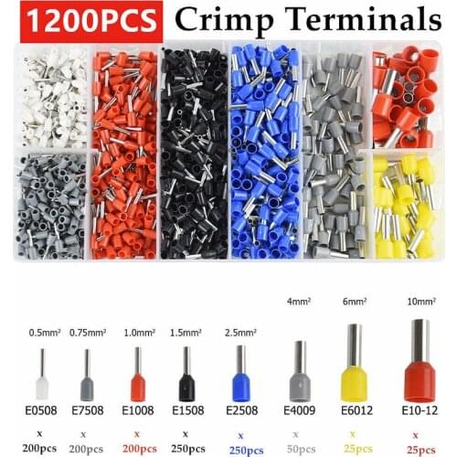 300/800/1200Pcs Insulated Ferrules Terminal Block Cord End Wire Connector Electrical Crimp Terminator Wire for 2.5mm2, 14 AWG