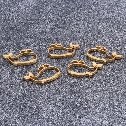 5Pcs Cartoon Whale Metal Frame Pendant Open Bezel Setting UV Resin Jewelry DIY 85LB