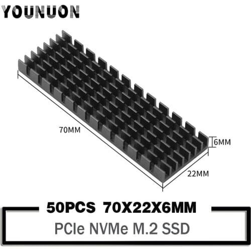 50 Set Black Aluminum Heatsinks with thermal pad for M.2 NGFF NVMe 2280 PCIE SSD 70x22x6mm Heatsink Pad
