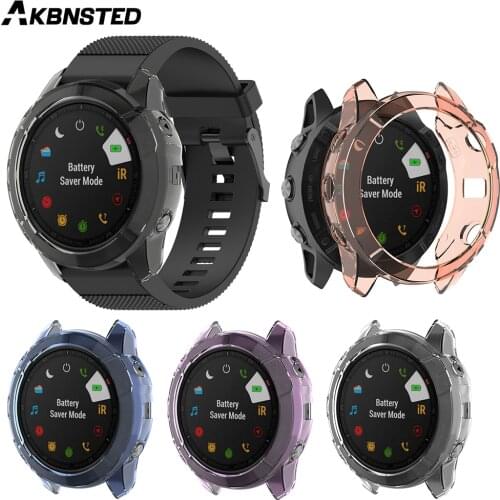 AKBNSTED TPU Half Package Silicone Protective Shell For Garmin Fenix 6/Fenix 6S/Fenix 6X Smart Watch Protective Case Accessories