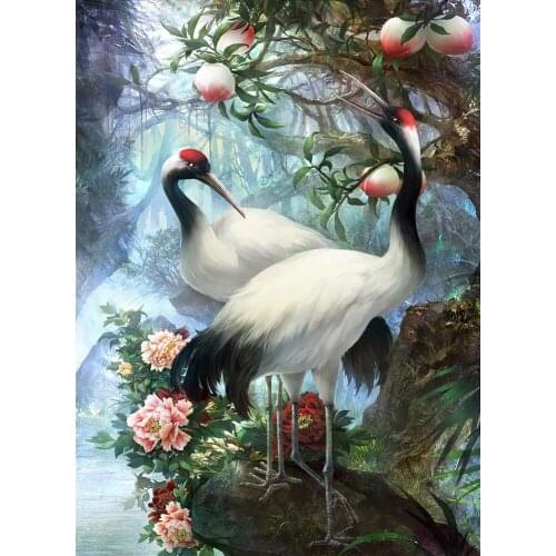 Red-crownedCrane 5D DIY Diamond Painting Full Square Round 3D Embroidery Pictures Rhinestones Cross Stitch Kits Arts Decor DF626