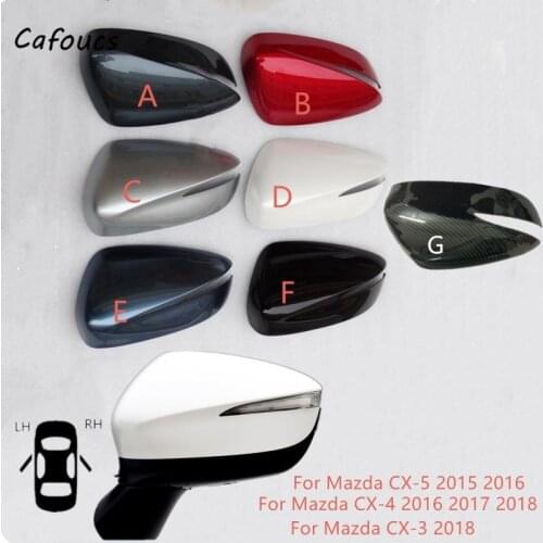Cafoucs Side Rearview Mirror Cover Cap Door Mirror Shell For Mazda CX-3 CX-4 CX-5 Accessories