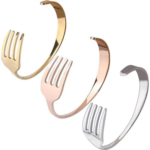 Fashion Creative Personality Knives And Forks Stainless Steel Bracelet Opening Adjustable Trendy Men Women Bangle Jewelry Gift