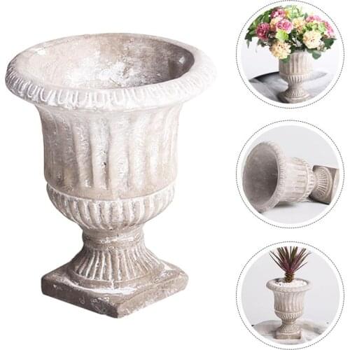 1Pc Cement Vase Flower Holder Hydroponic Plants Bottle Simple Vase for Apartment