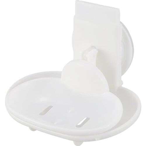 Double Soap Dish Strong Suction Soap Holder Cup Tray for Shower Bathroom (White)