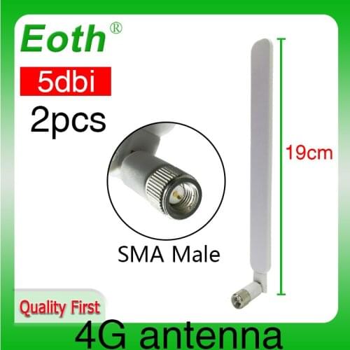 2pcs 4G LTE antenna 5dbi SMA Male Connector Plug Antena External Antenne for huawei b593 4G router lte repeater wireless modem