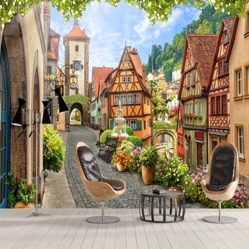 Custom Photo Wall Paper European City Street Landscape 3D Wall Mural Living Room Cafe Restaurant Modern Backdrop Wall Home Decor