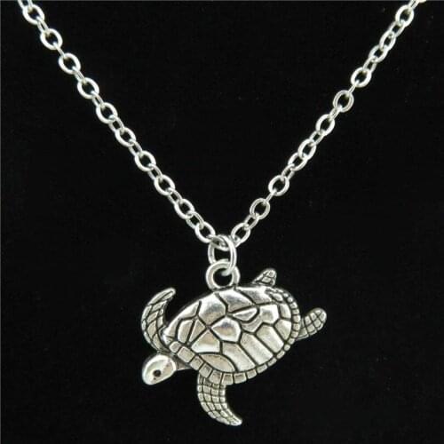 GLOWCAT Q19A46 Alloy Animal Tortoise Sea Turtle Pendant Chain Necklace 18" Maing Women Holiday Gift Jewelry