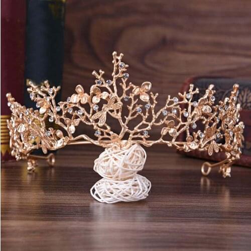 Crystal Rhinestone Hair Jewelry Gold Bridal Tiara Crown Wedding Hair Accessories Gorgeous Bride Headwear tiara de noiva