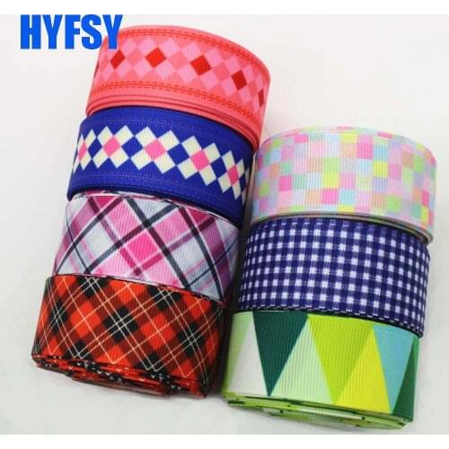 Hyfsy 10016 25mm Plaid ribbon 10 yards DIY hair bow material gift package Grosgrain ribbons belt