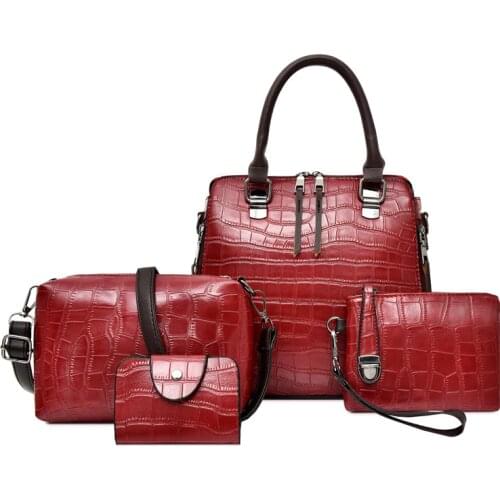 4PS Women Bags Set Luxury Crocodile Female Handbags PU Leather Shoulder Bags Brand tassel Composite Bags Messenger bag
