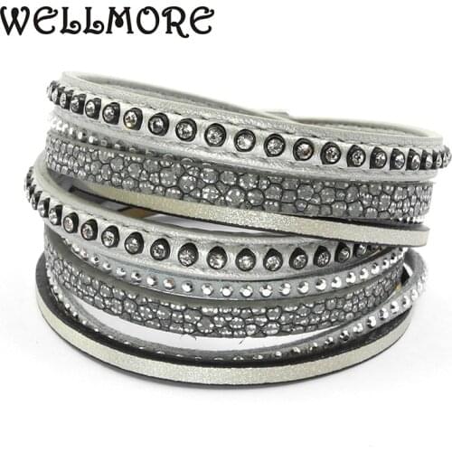 WELLMORE leather bracelet tow wrap bracelets magnet buckle winding bracelet Bohemian bracelets&bangles for women B161005
