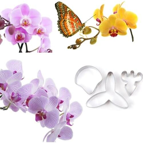 Phalaenopsis Petal 3Pcs Cookie Cutter Stainless Stell Pastry & Biscuit Baking Cutter Cake Mold Fondant Tools