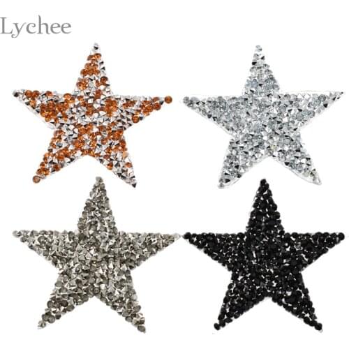 Lychee Star Rhinestone Iron On Patch For Clothing Sewing On Beading Applique Clothes Decoration DIY Apparel Patch