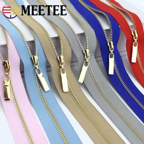 2pcs Meetee 3# Metal Open End Zippers 40/70cm Gold Teeth Long Zip Closure for Sewing Bags Down Jacket Skirt Clothing Accessories