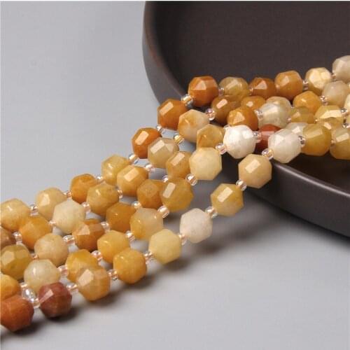 Fashion Natural Yellow Aventurine Jades Stone Beads Olive Shape Faceted Spacer Beads For DIY Jewelry Making Bracelet Accessories